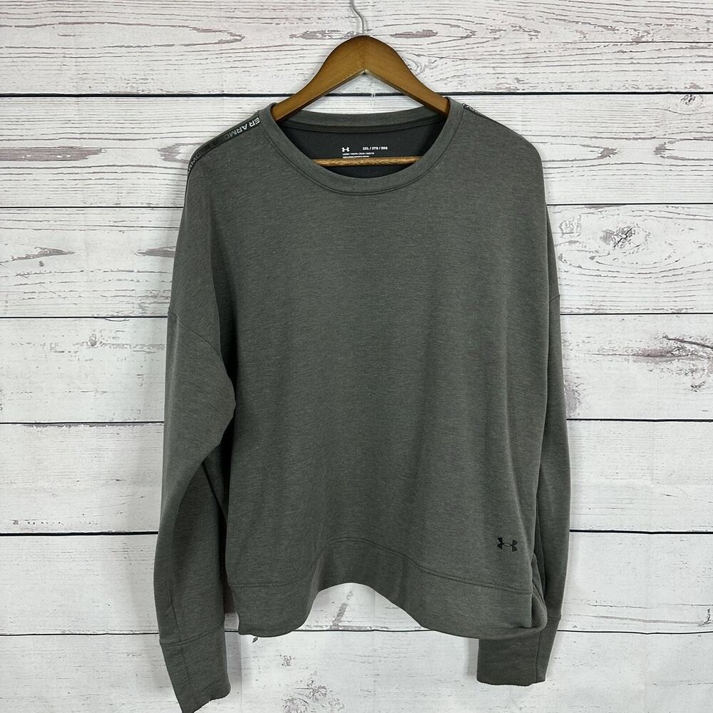Under Armour Sweatshirt Womens XXL Gray Crew‎ Logo Fleece Loose fit
